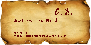 Osztrovszky Milán névjegykártya