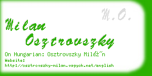 milan osztrovszky business card